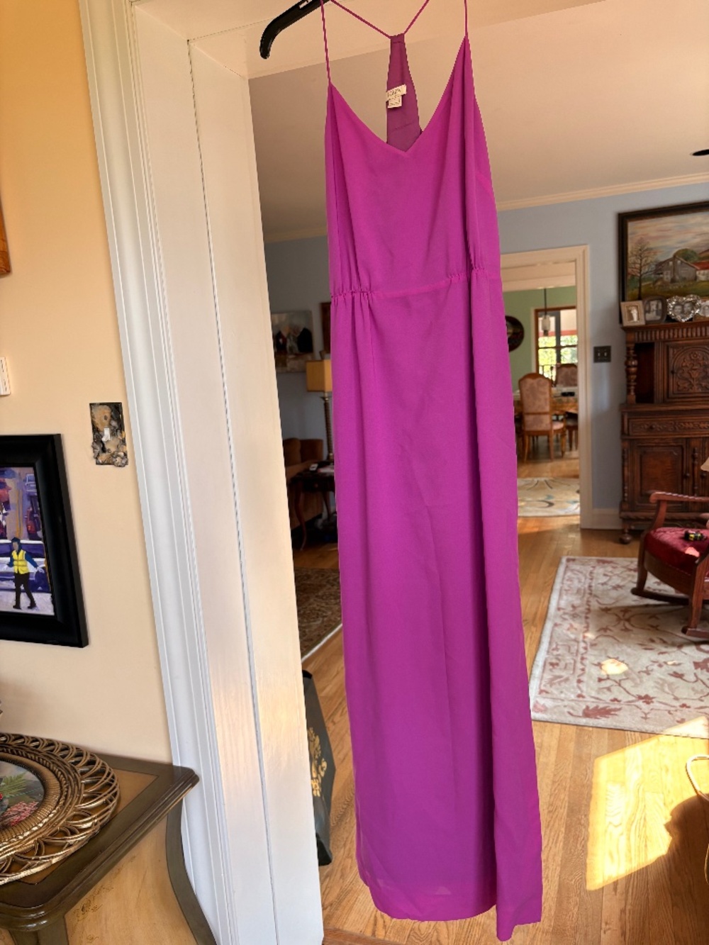 Jcrew J.Crew Orchid Purple Sexy Silk Like Maxi Halter Sleeveless Vneck Dress--8